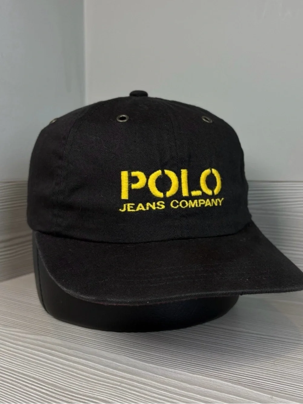 Vintage 90s Polo Jeans Company Hat Ralph Lauren Cap Black Strapback Adjustable
